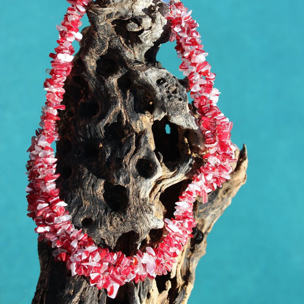 The Cleopatra Collection/ Red & White Glass Necklace
